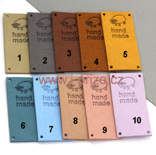 Koženkový štítek Handmade č.1 - imitace semiše